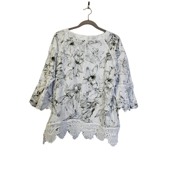 NEW Chicos 3 Mill Valley Floral Pop Over Tunic Lace Trim Romantic Lagenlook - Picture 4 of 4